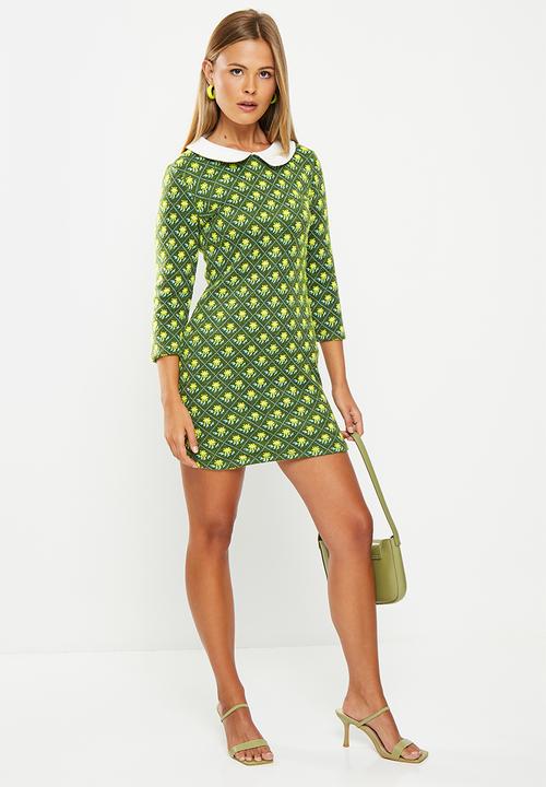 Glamorous - Peterpan collar mini dress - green