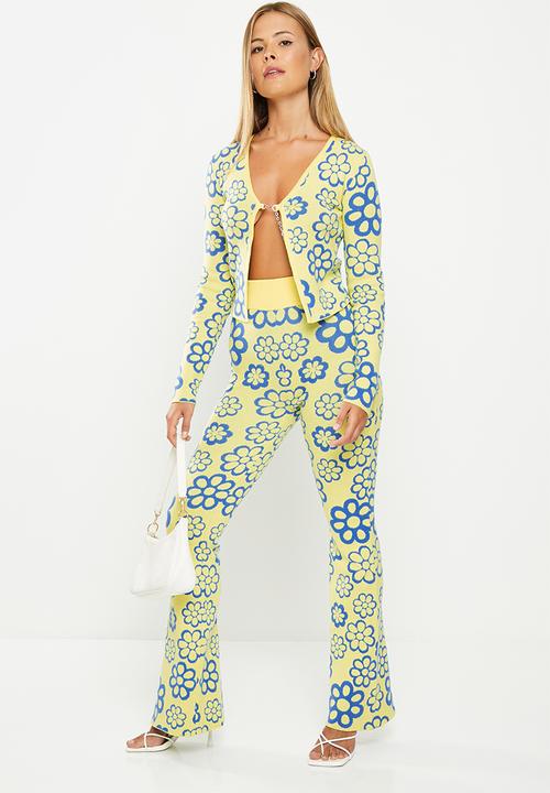 Glamorous - Floral co-ord top - blue and yellow