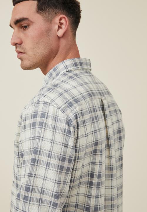 Cotton On - Boston long sleeve shirt - washed stone check