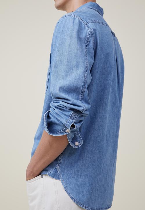 Cotton On - Brooklyn long sleeve shirt - light blue
