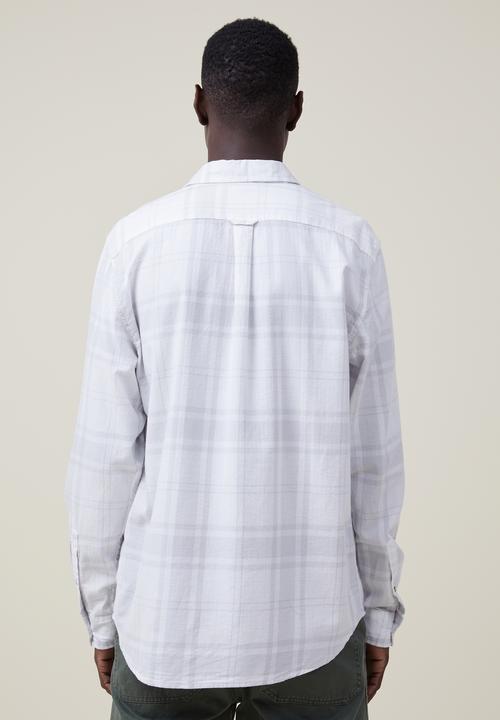 Cotton On - Camden long sleeve shirt - ecru bold check