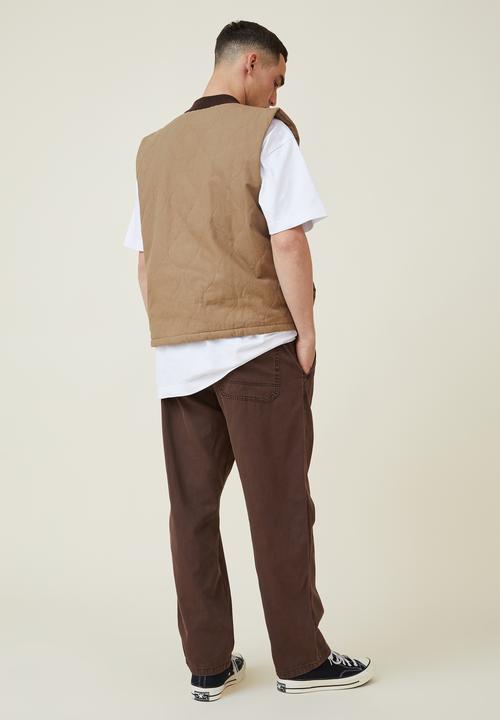 Cotton On - Elastic worker pant - chocolate brown