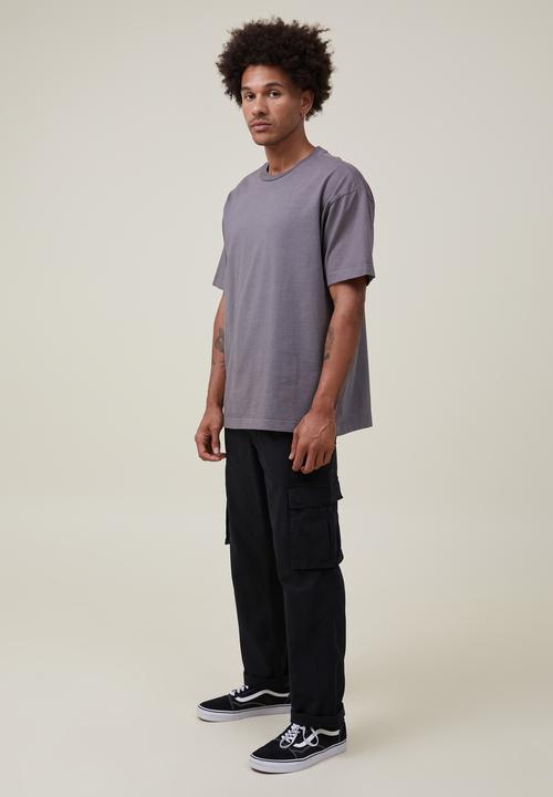 Cotton On - Elastic worker pant - washed black cargo