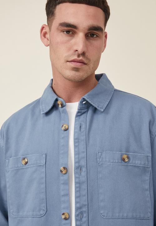 Cotton On - Heavy overshirt - chalk blue twill