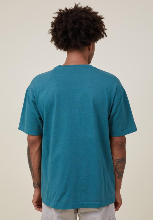 Cotton On - Heavy weight T-Shirt - deep sea teal contrast/weekend studio stack