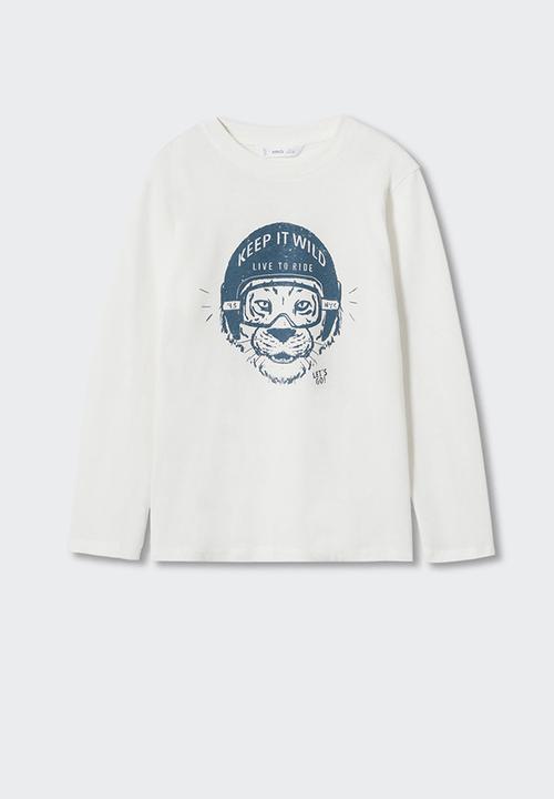MANGO - T-shirt  motorful - white