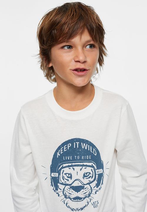 MANGO - T-shirt  motorful - white