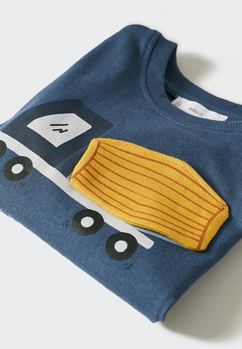 MANGO - T-shirt  build - navy