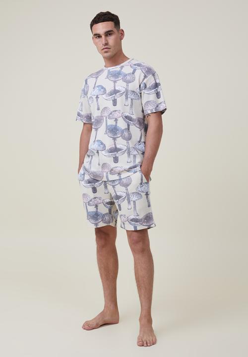 Cotton On - Lounge short - bone/mushroom waffle