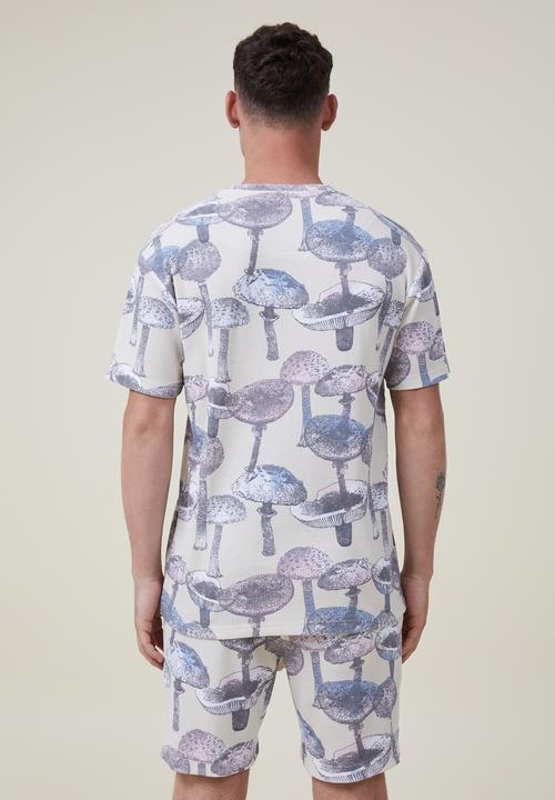 Cotton On - Lounge short - bone/mushroom waffle