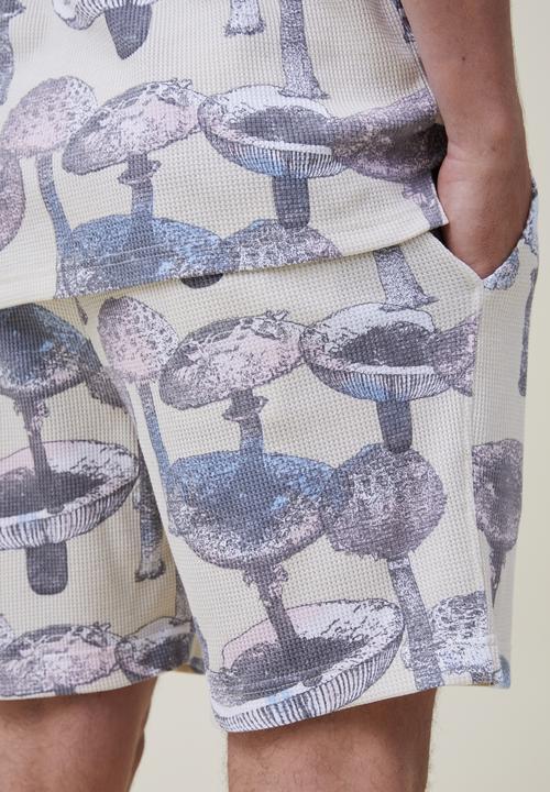 Cotton On - Lounge short - bone/mushroom waffle