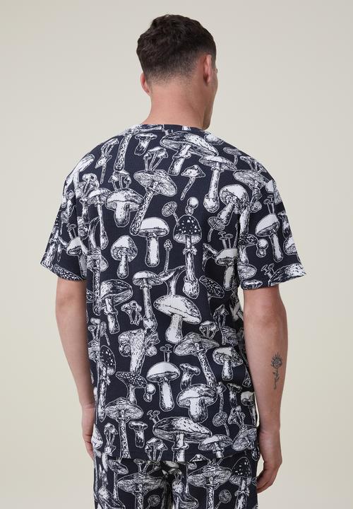 Cotton On - Lounge T-shirt - washed black/mushroom waffle