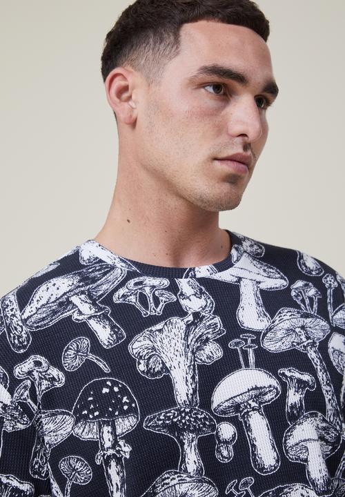 Cotton On - Lounge T-shirt - washed black/mushroom waffle
