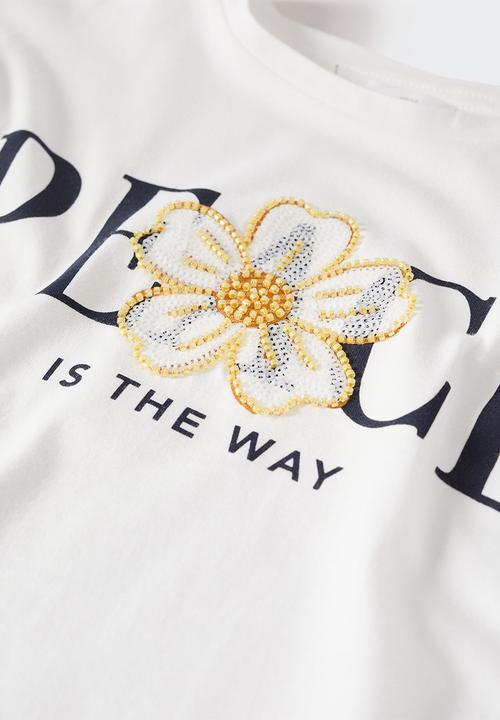 MANGO - T-shirt peace - white