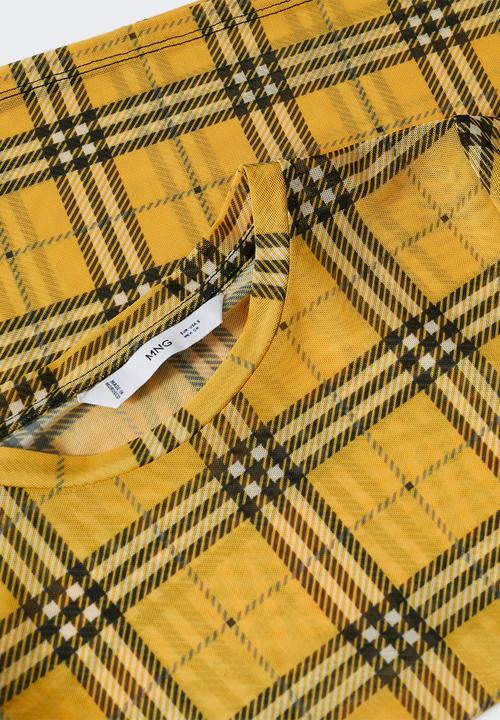 MANGO - T-shirt tartan - yellow