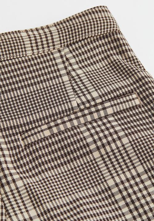 H&M - Tailored trousers - light beige/checked