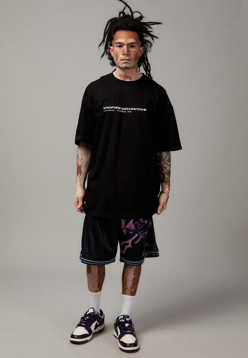 Factorie - OVERSIZED GRAPHIC T SHIRT - BLACK/UNIFIED TECH