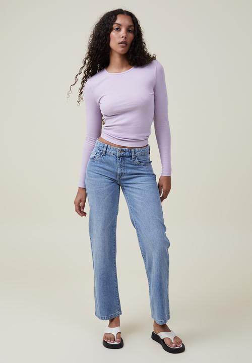 Cotton On - The one organic rib crew long sleeve top - light lilac 