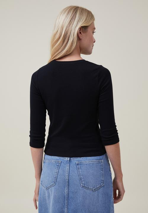 Cotton On - Jamie 3/4 sleeve top - black