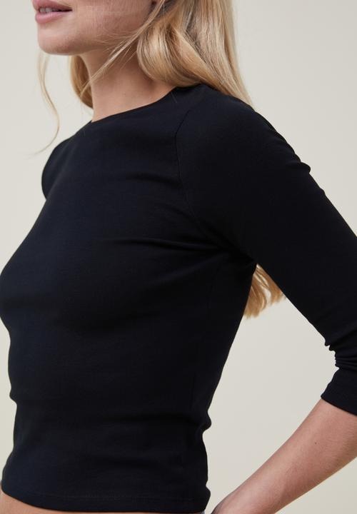 Cotton On - Jamie 3/4 sleeve top - black