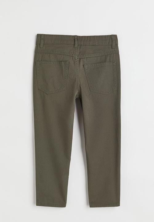 H&M - Relaxed fit twill trousers - dark khaki green