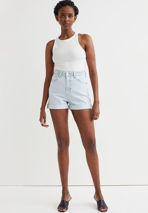 H&M - Mom ultra high denim shorts - light denim blue