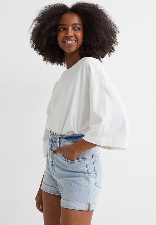 H&M - Mom ultra high denim shorts - light denim blue