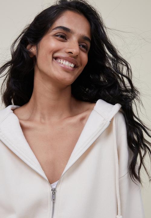 Cotton On - Classic zip-through hoodie - ecru