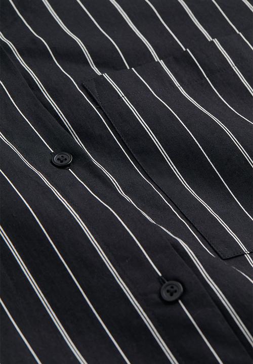 H&M - Oversized poplin shirt - black/white striped