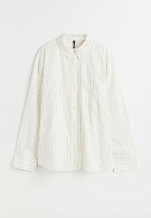 H&M - Oversized poplin shirt - cream/striped