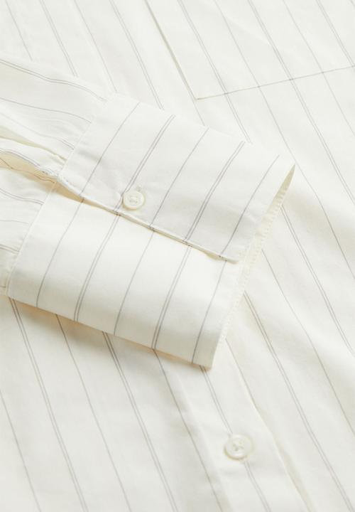 H&M - Oversized poplin shirt - cream/striped