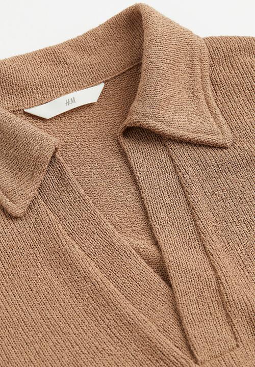 H&M - Knitted collared top - dark beige