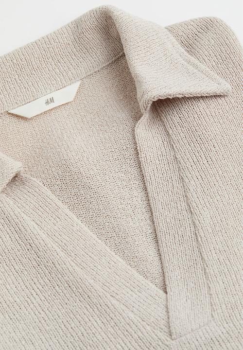 H&M - Knitted collared top - light greige