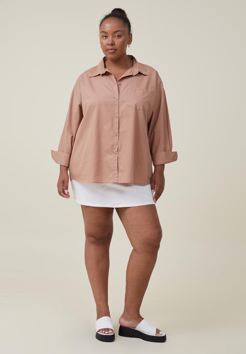Cotton On - Curve dad shirt - chestnut