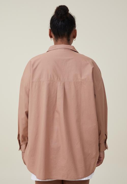 Cotton On - Curve dad shirt - chestnut