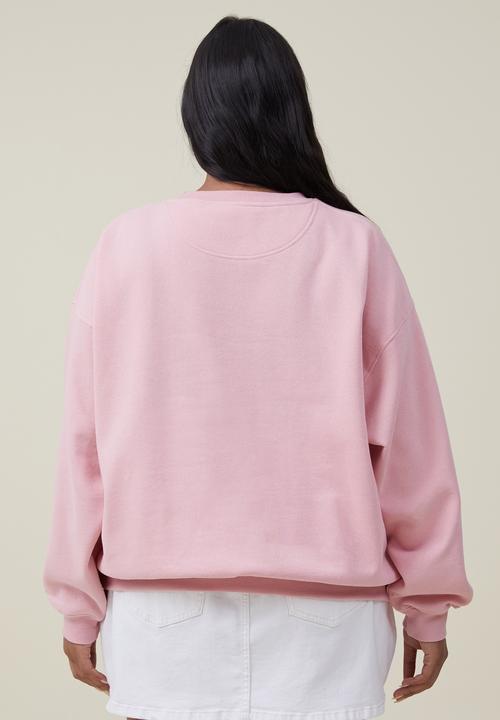 Cotton On - Curve classic graphic sweatshirt - more love/pink crush