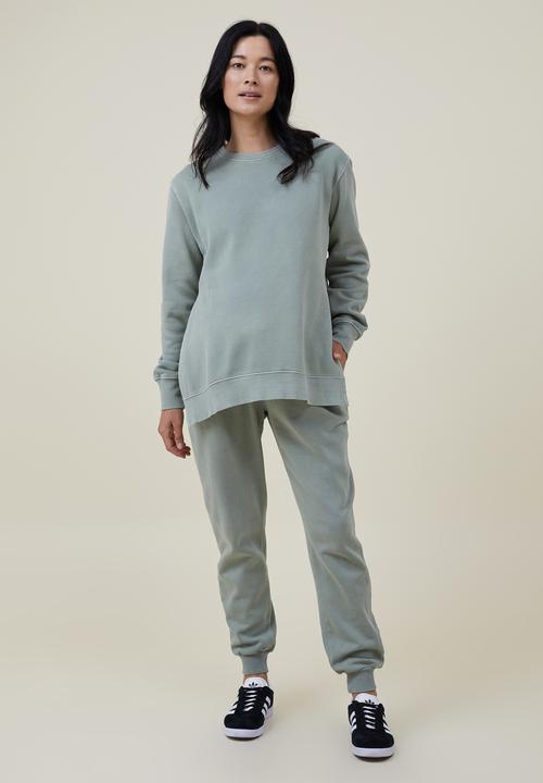Cotton On - Maternity classic washed side split crew fleece - washed sage