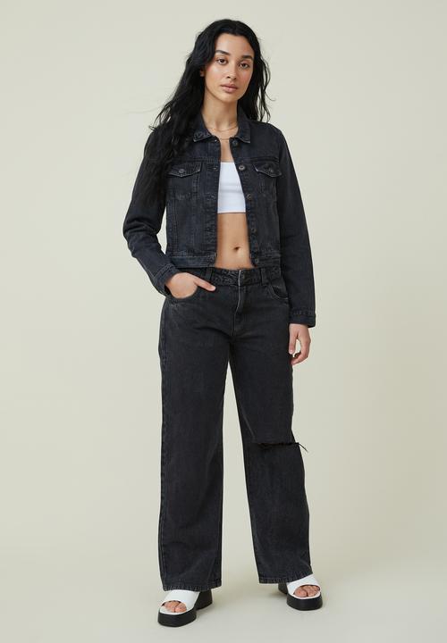 Cotton On - Girlfriend denim jacket - graphite black