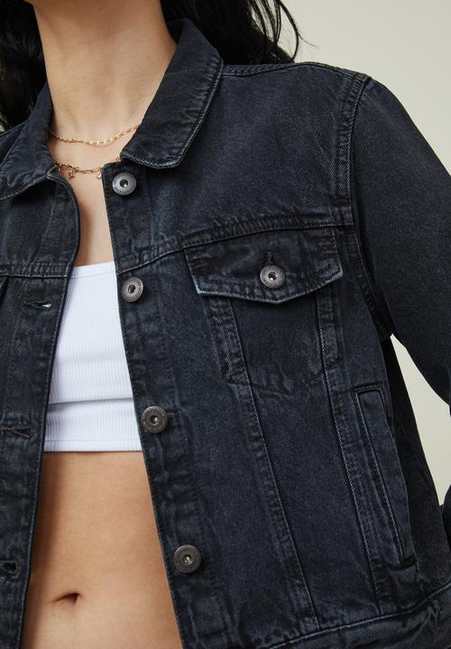 Cotton On - Girlfriend denim jacket - graphite black