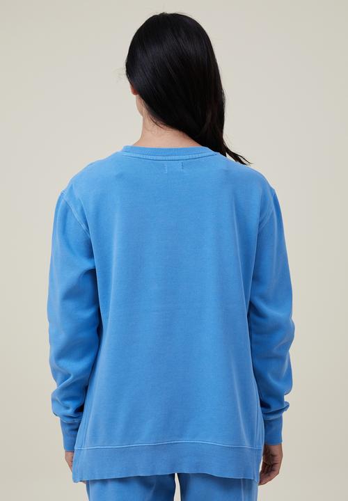Cotton On - Maternity classic washed side split crew fleece - washed fuzzy blue