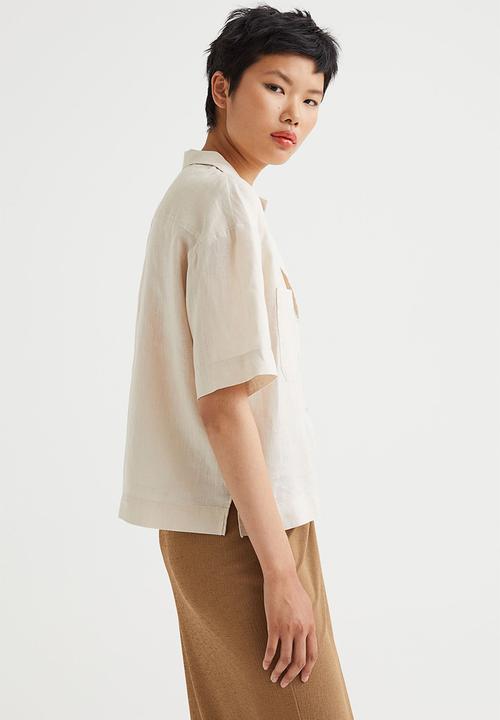 H&M - Linen resort shirt - light beige