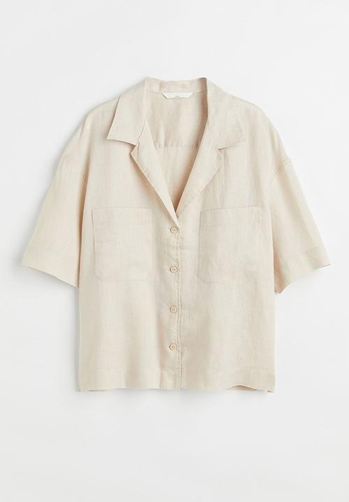 H&M - Linen resort shirt - light beige