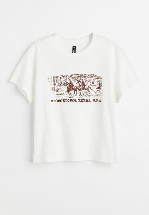 H&M - Printed T-shirt - white/cowboys