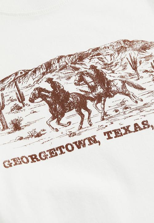 H&M - Printed T-shirt - white/cowboys