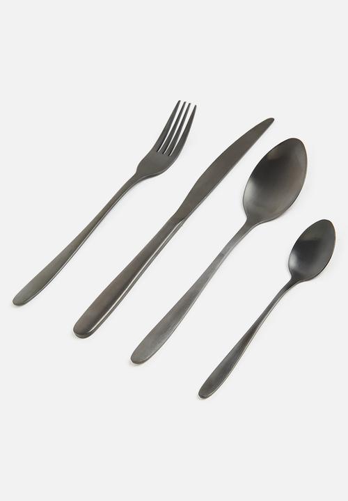 Excellent Houseware - 16 piece Cutlery set - black