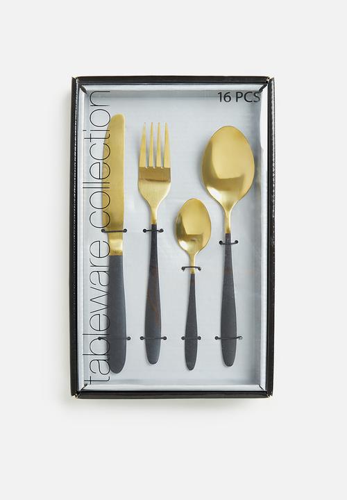 Excellent Houseware - 16 piece Cutlery - gold & black