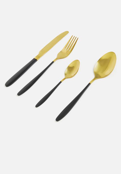 Excellent Houseware - 16 piece Cutlery - gold & black