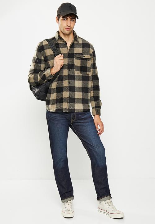 Only & Sons - Onstyn relaxed 1 pocket fleece check ls shirt - stone
