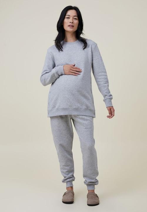 Cotton On - Maternity classic stud side crew fleece - grey marle