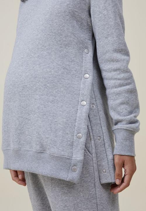 Cotton On - Maternity classic stud side crew fleece - grey marle
